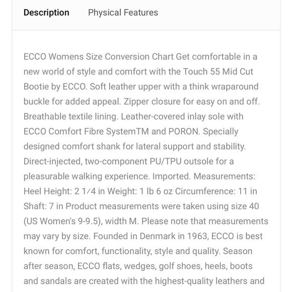 Ecco Touch 15 Mid Cut leather ankle boots 39 US 8 - Picture 2 of 11